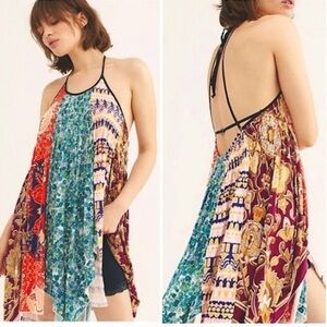 FREE PEOPLE Can’t Tie Me Down Tunic Patchwork Asymmetrical Dress Multicolored
